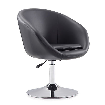 Manhattan Comfort Hopper Black and Polished Chrome Faux Leather Adjustable Height Chair