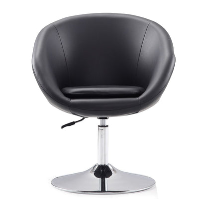 Manhattan Comfort Hopper Black and Polished Chrome Faux Leather Adjustable Height Chair