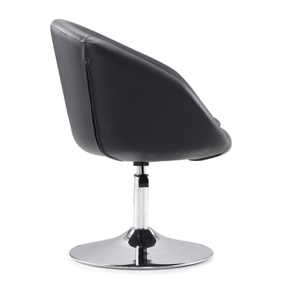 Manhattan Comfort Hopper Black and Polished Chrome Faux Leather Adjustable Height Chair