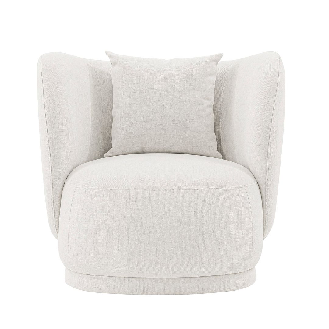 Manhattan Comfort Contemporary Siri Linen Weave Accent Chair with Pillows in Cream