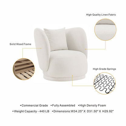 Manhattan Comfort Contemporary Siri Linen Weave Accent Chair with Pillows