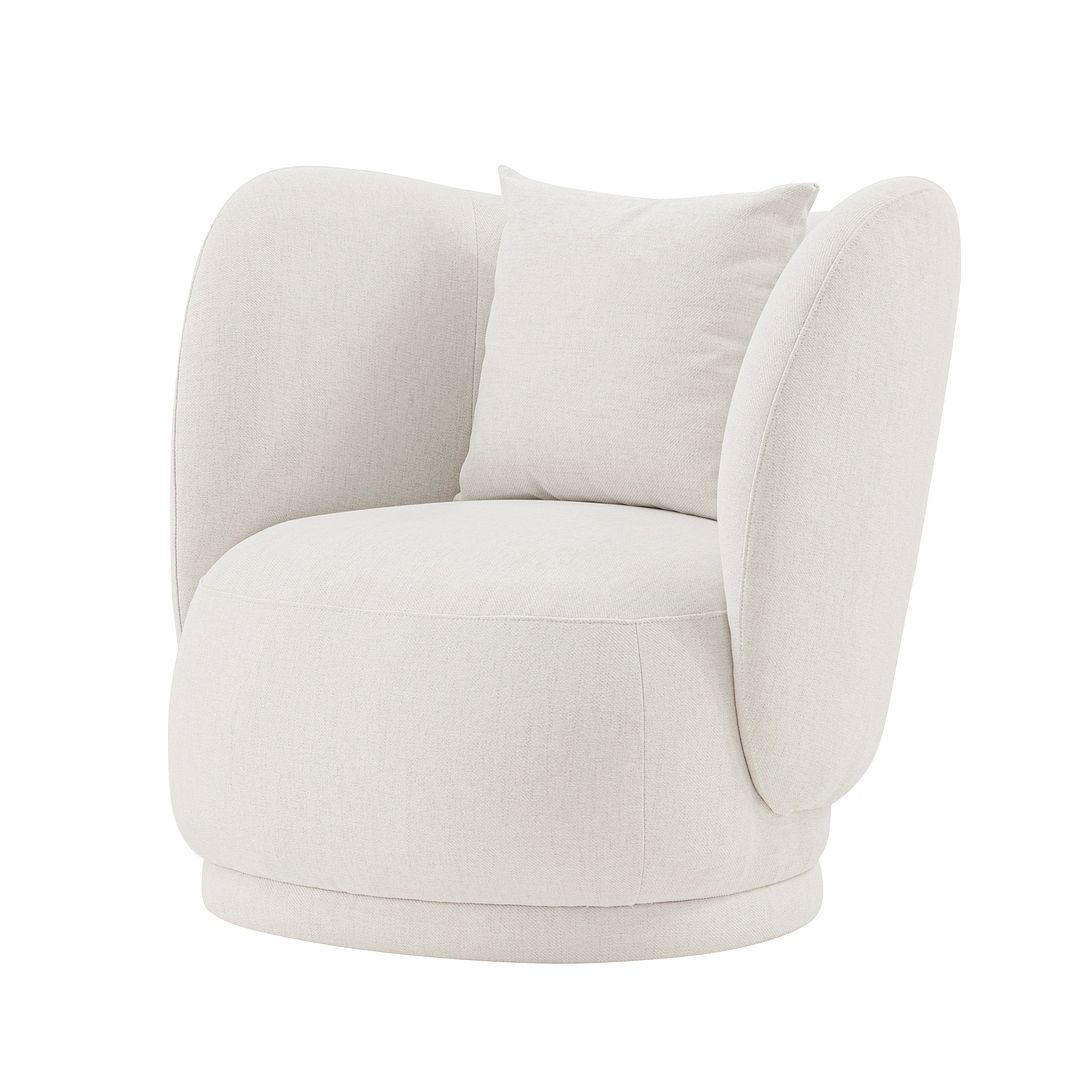 Manhattan Comfort Contemporary Siri Linen Weave Accent Chair with Pillows