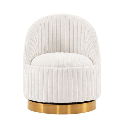 Manhattan Comfort Modern Leela Swivel Chenille Accent Chair in Cream