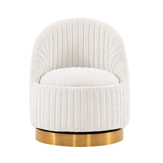 Manhattan Comfort Modern Leela Swivel Chenille Accent Chair in Cream