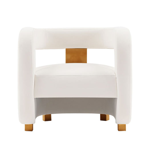 Manhattan Comfort Modern Amirah Velvet  Accent Chair in White