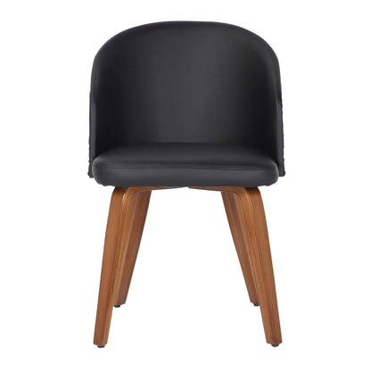 Ahoy Mid-Century Modern Side Chair in Walnut Bamboo and Black Faux Leather