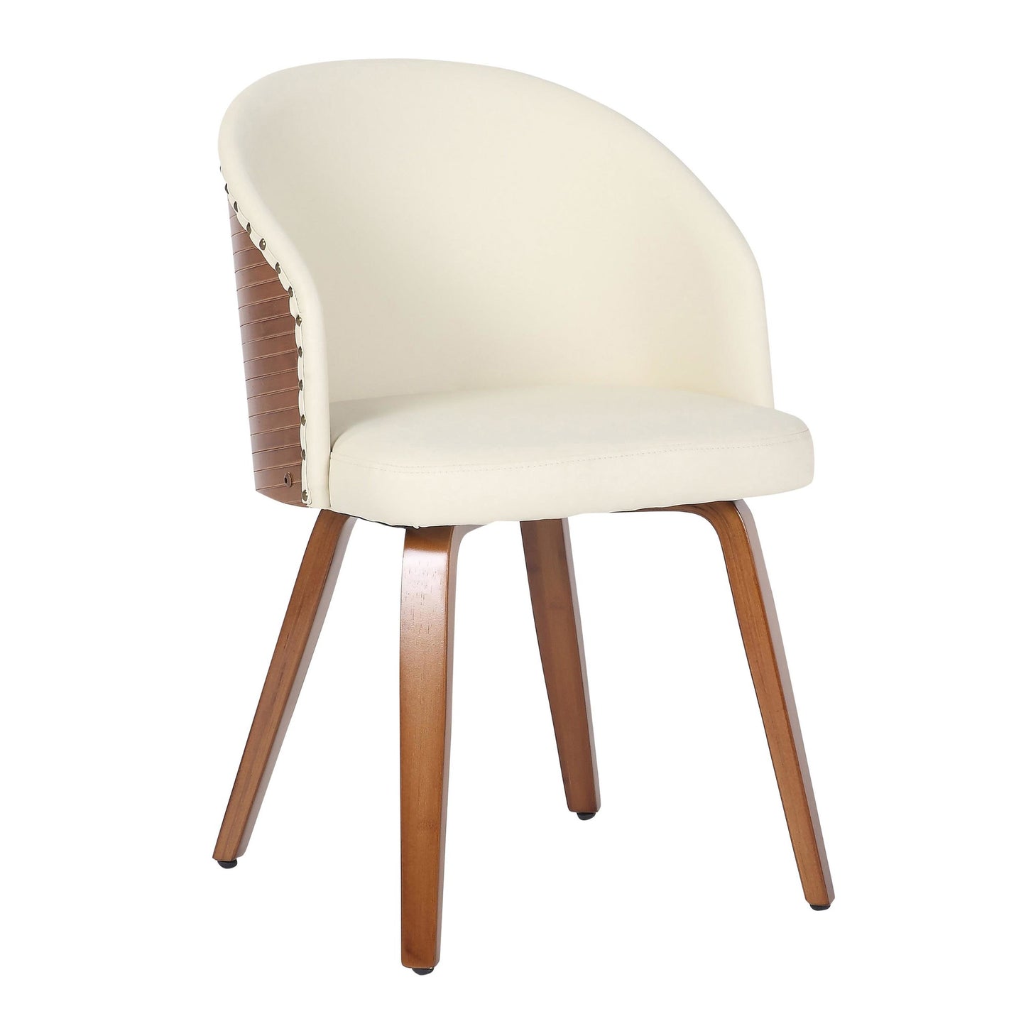 Ahoy Mid-Century Modern Side Chair in Walnut Bamboo and Black Faux Leather