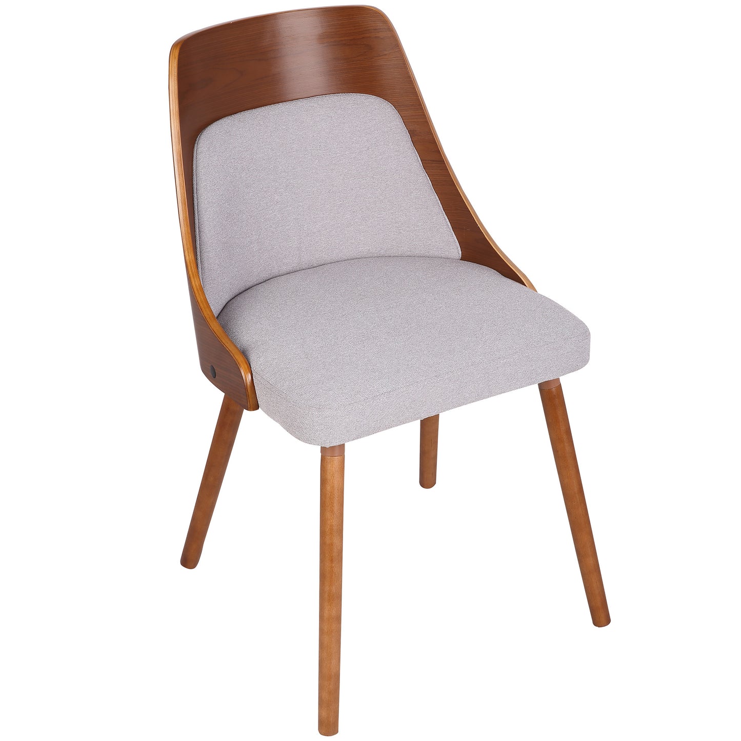 Anabelle Mid-Century Modern Dining/Accent Chair in Walnut and Cream Fabric