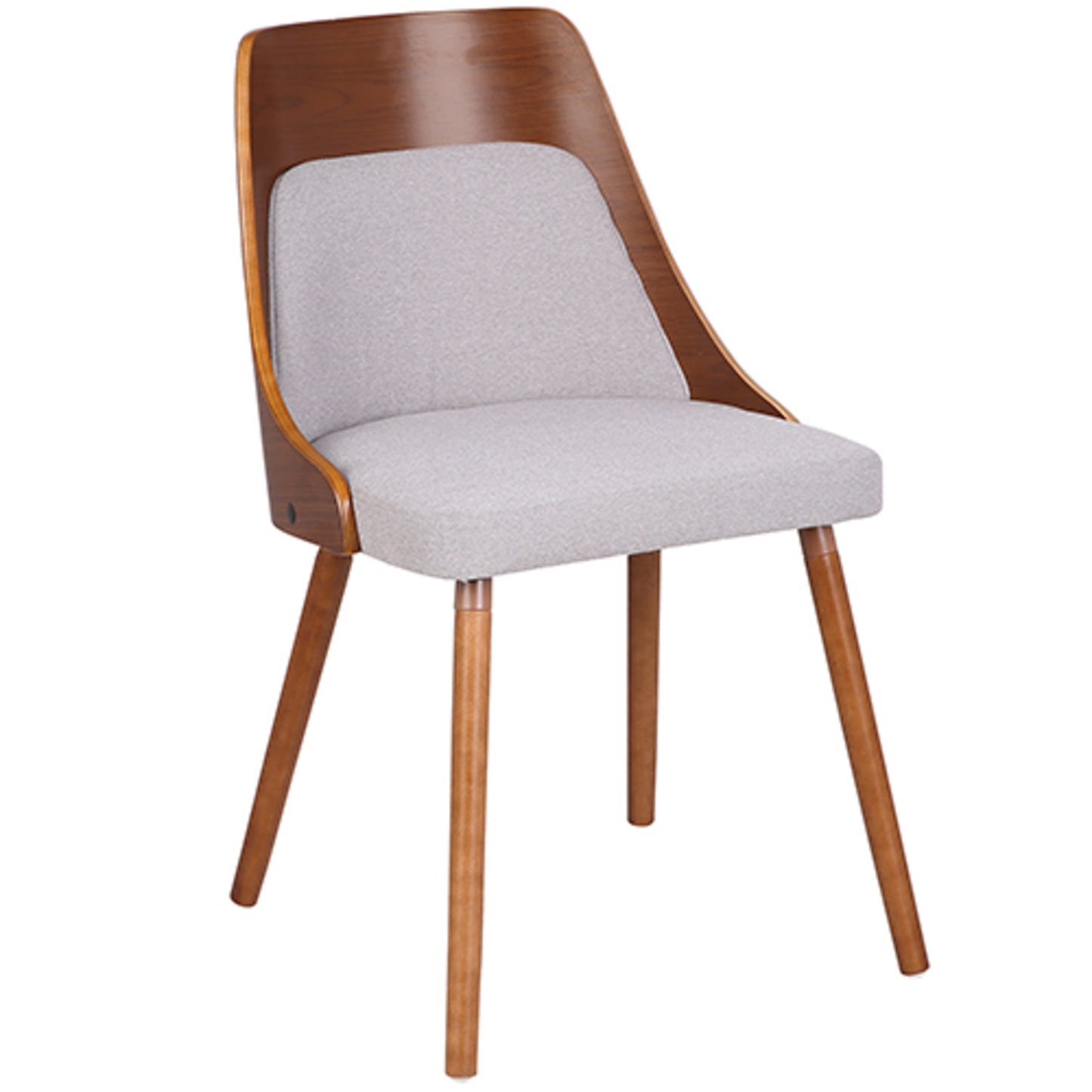 Anabelle Mid-Century Modern Dining/Accent Chair in Walnut and Cream Fabric