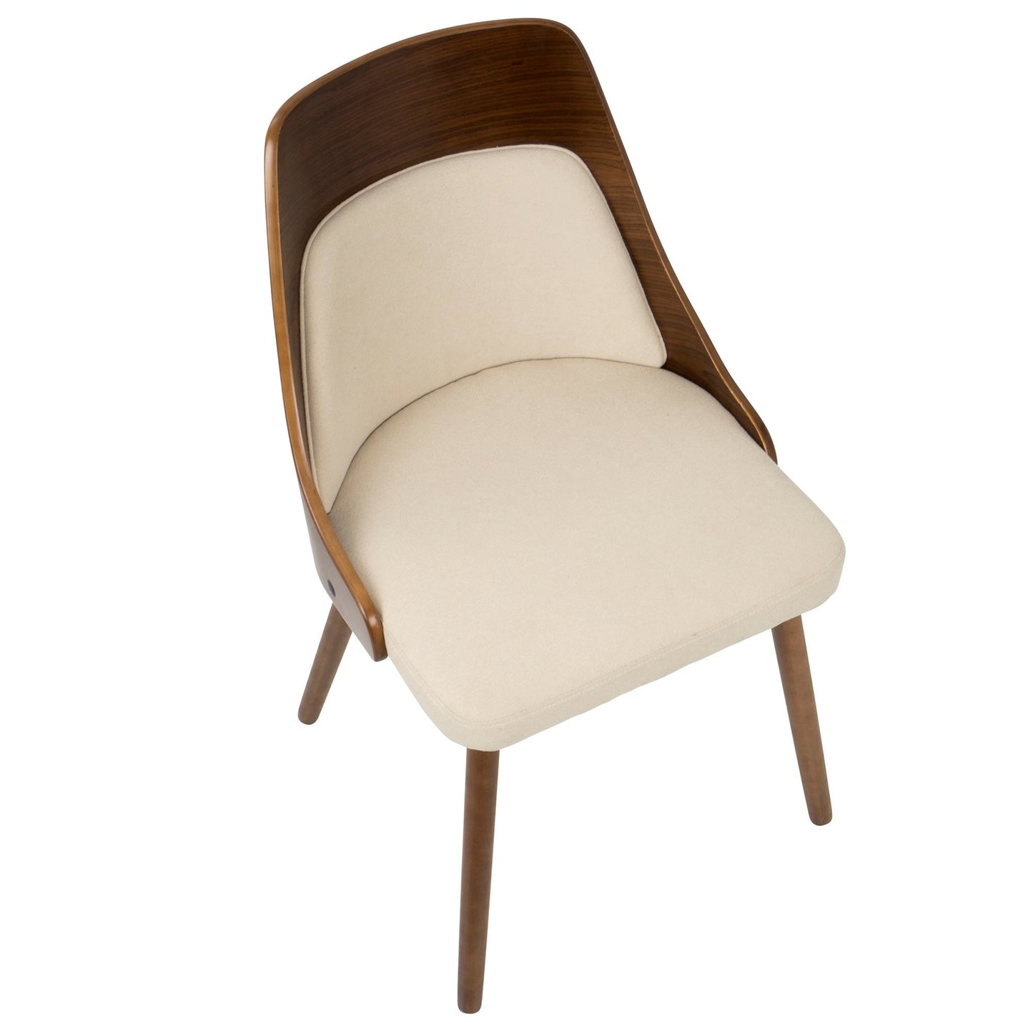 Anabelle Mid-Century Modern Dining/Accent Chair in Walnut and Cream Fabric