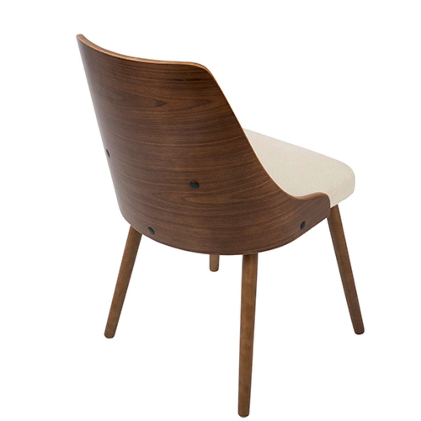 Anabelle Mid-Century Modern Dining/Accent Chair in Walnut and Cream Fabric