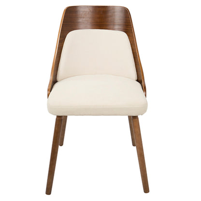 Anabelle Mid-Century Modern Dining/Accent Chair in Walnut and Cream Fabric