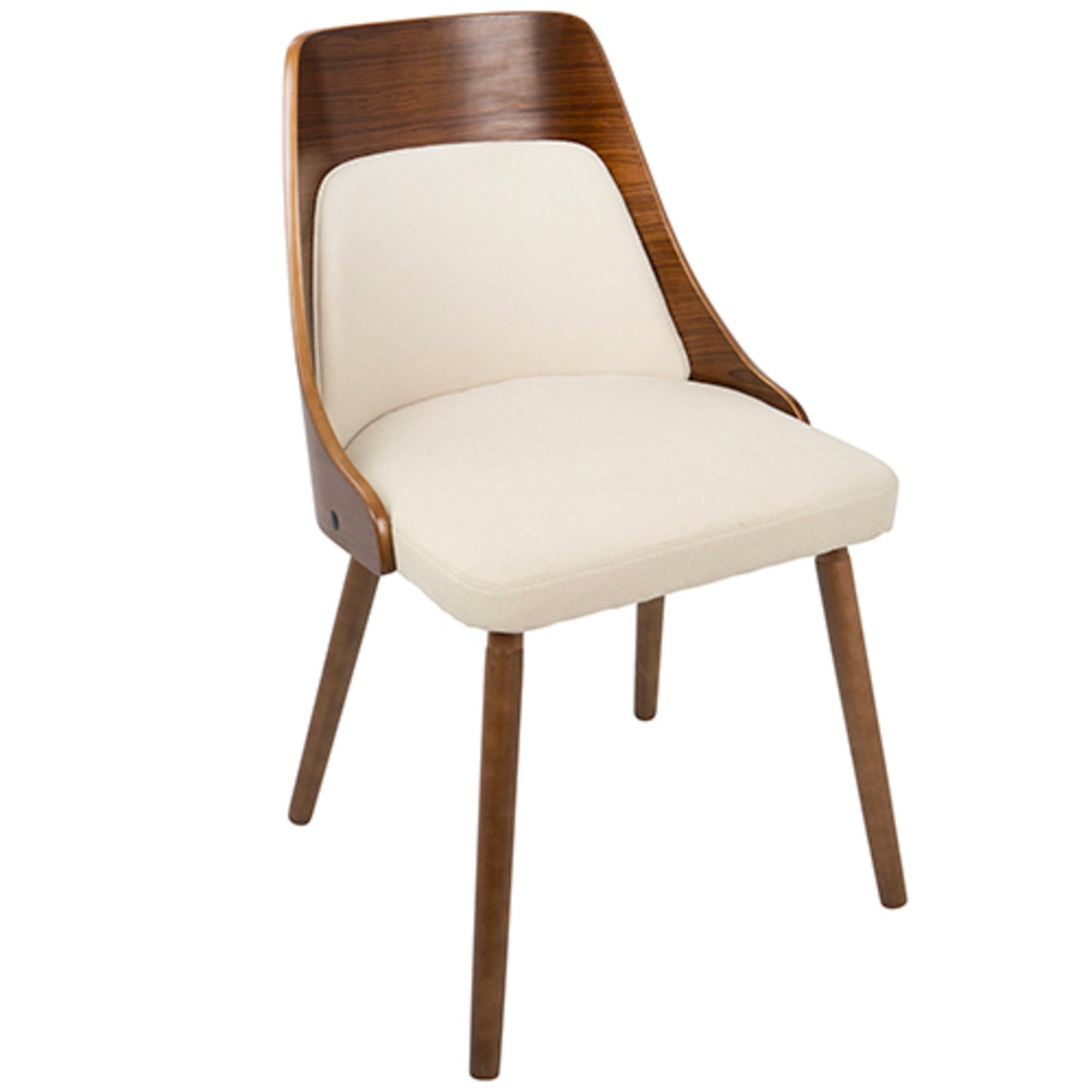 Anabelle Mid-Century Modern Dining/Accent Chair in Walnut and Cream Fabric
