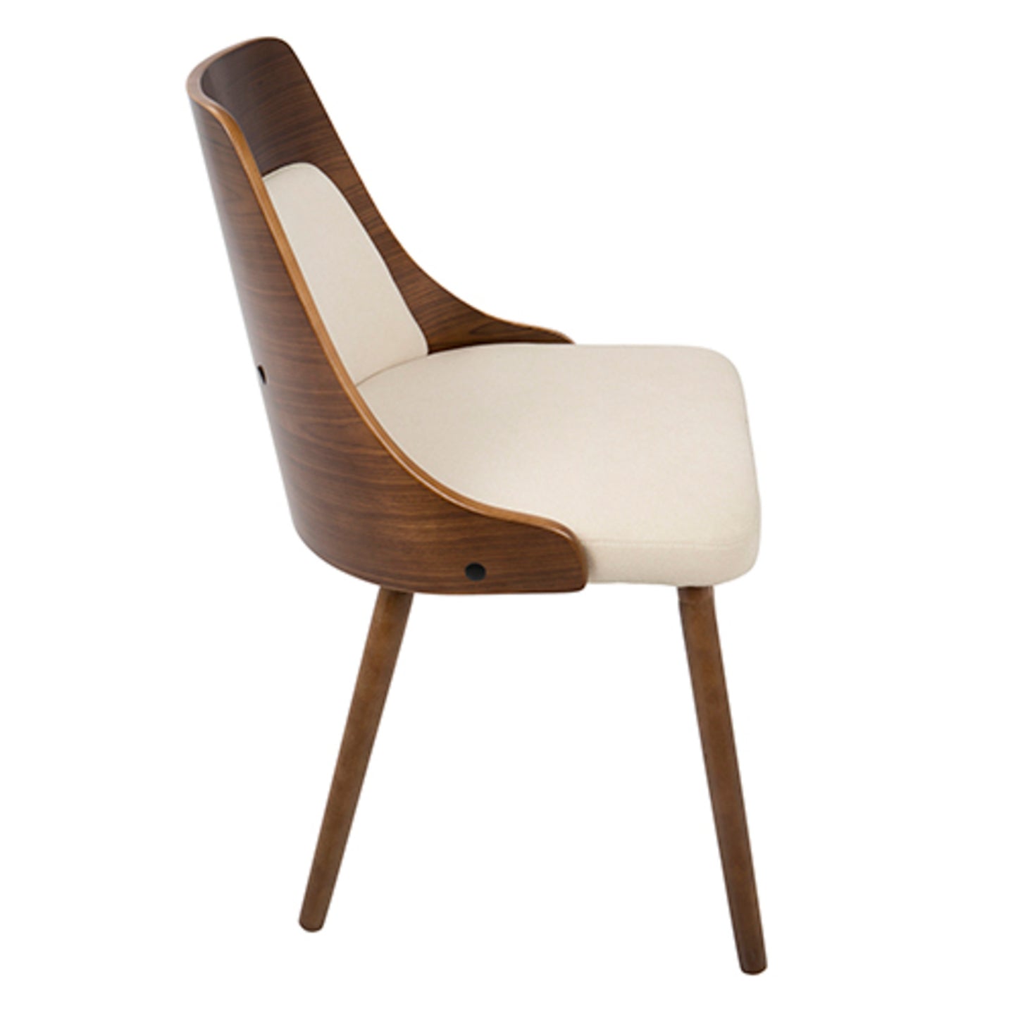 Anabelle Mid-Century Modern Dining/Accent Chair in Walnut and Cream Fabric