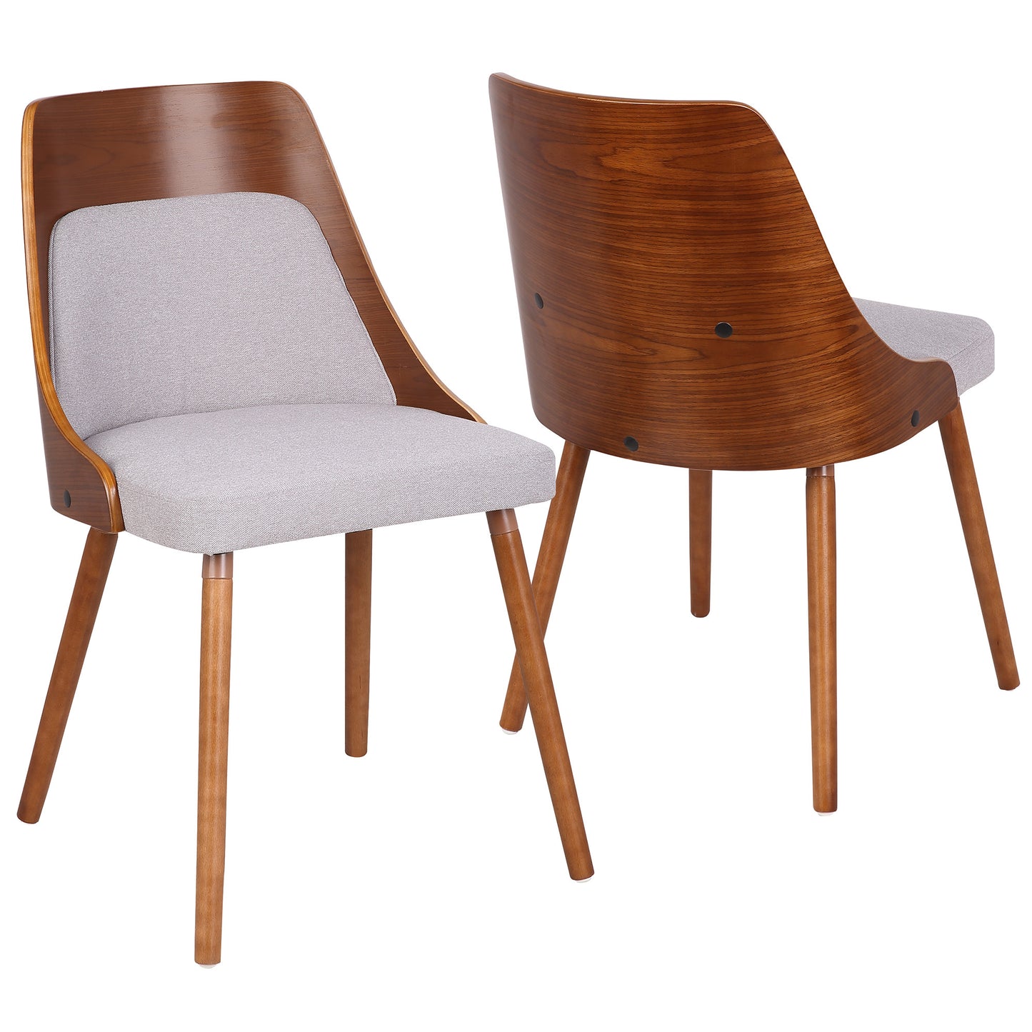 Anabelle Mid-Century Modern Dining/Accent Chair in Walnut and Cream Fabric