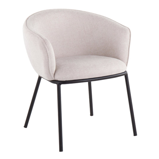 Ashland Contemporary Chair in Black Steel and Cream Fabric