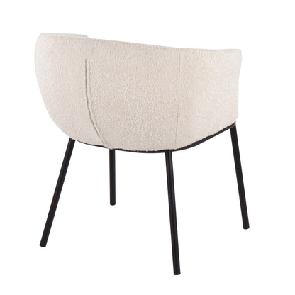 Ashland Contemporary Chair in Black Steel and Cream Fabric