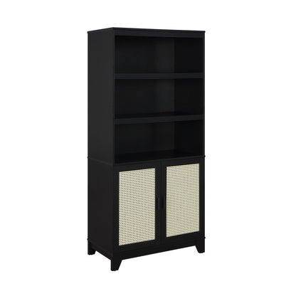 Manhattan Comfort Sheridan Modern Cane Bookcase with Adjustable Shelves