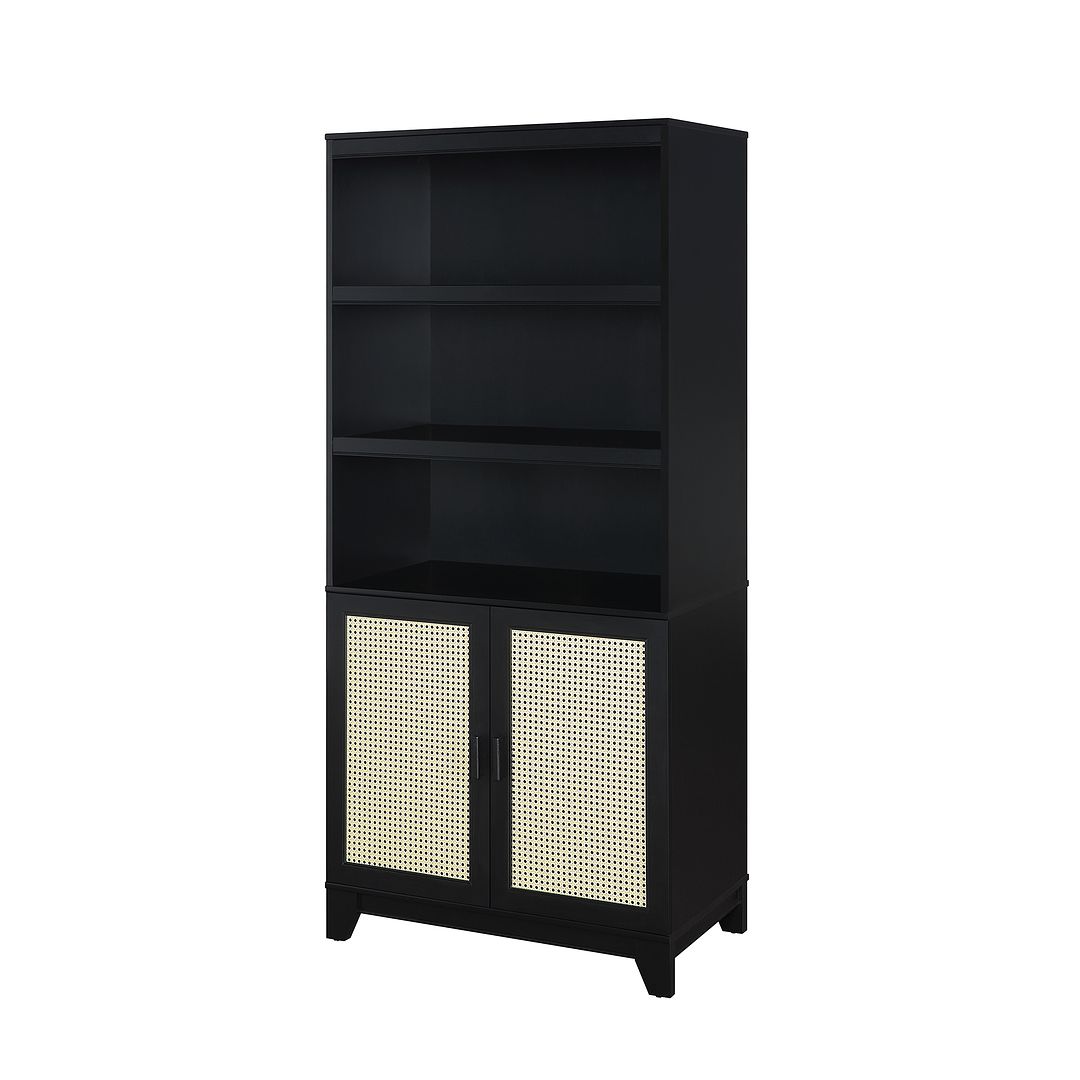 Manhattan Comfort Sheridan Modern Cane Bookcase with Adjustable Shelves