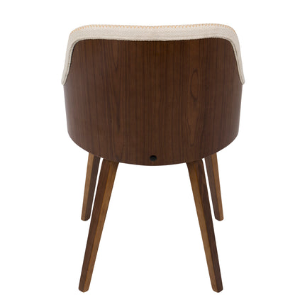 Bacci Mid-Century Modern Dining/ Accent Chair in Walnut Wood and Cream Fabric