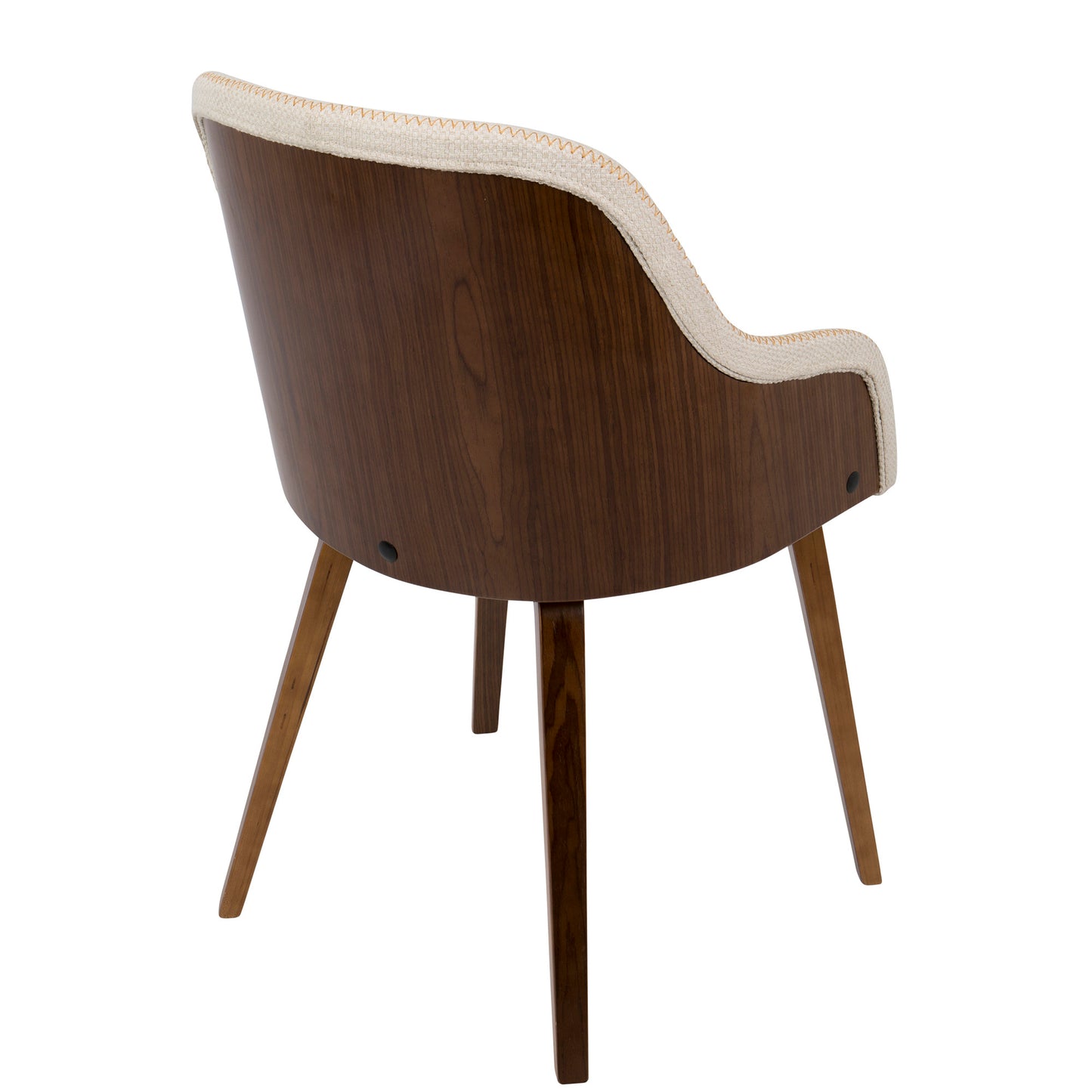 Bacci Mid-Century Modern Dining/ Accent Chair in Walnut Wood and Cream Fabric
