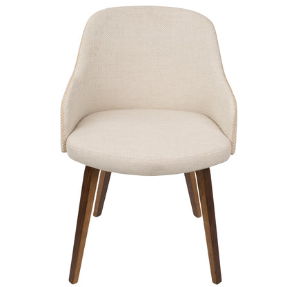 Bacci Mid-Century Modern Dining/ Accent Chair in Walnut Wood and Cream Fabric