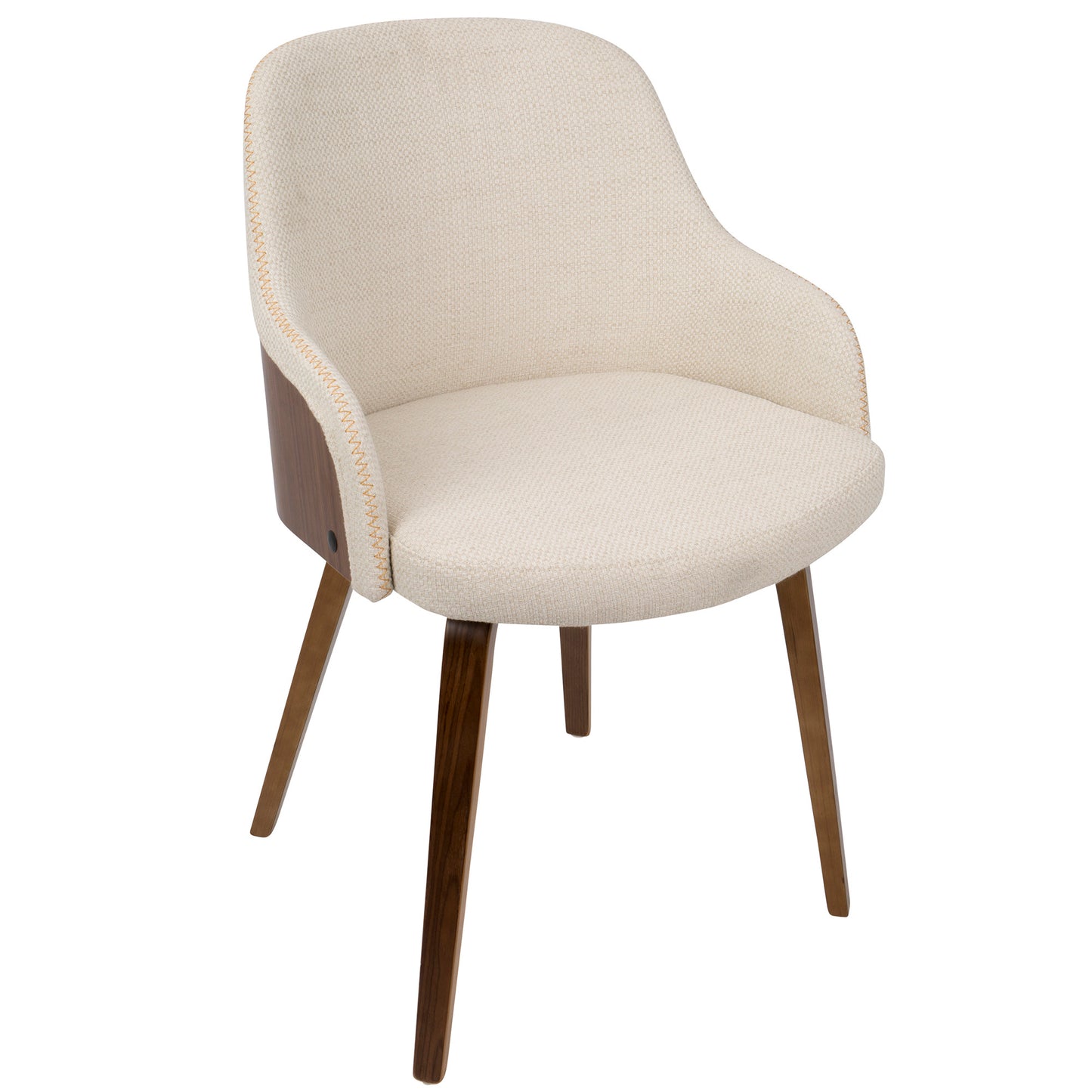 Bacci Mid-Century Modern Dining/ Accent Chair in Walnut Wood and Cream Fabric