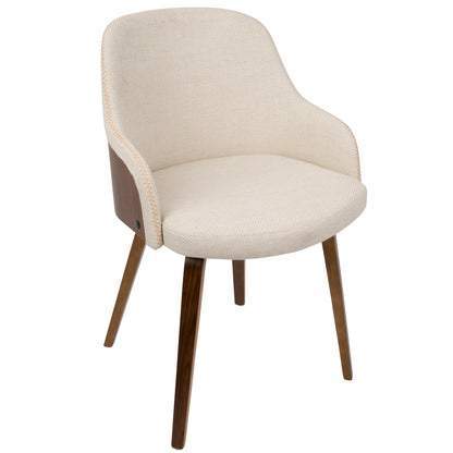 Bacci Mid-Century Modern Dining/ Accent Chair in Walnut Wood and Cream Fabric