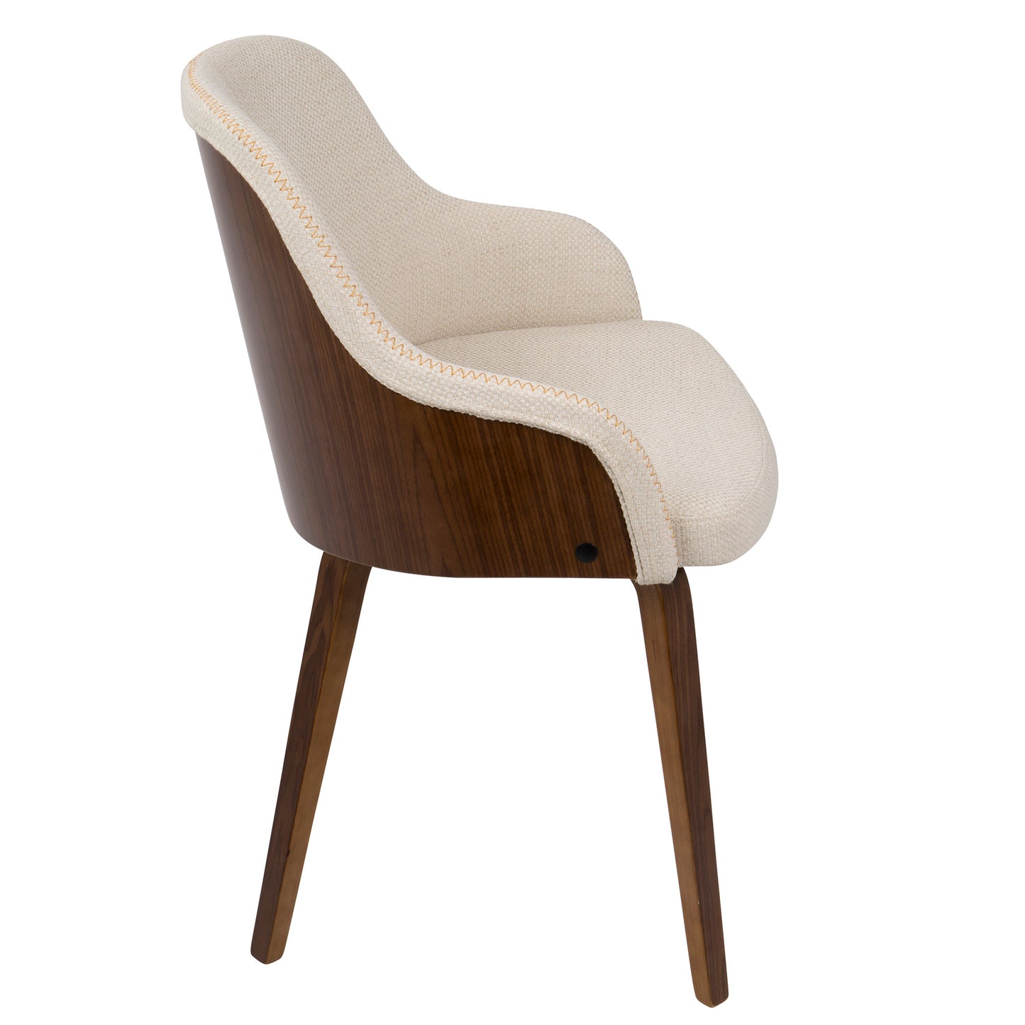 Bacci Mid-Century Modern Dining/ Accent Chair in Walnut Wood and Cream Fabric