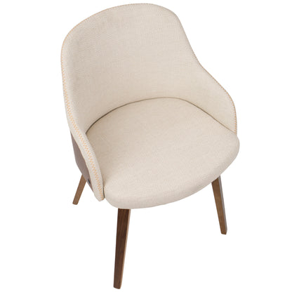 Bacci Mid-Century Modern Dining/ Accent Chair in Walnut Wood and Cream Fabric