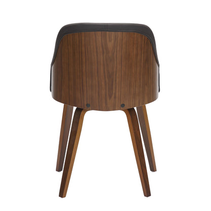 Bacci Mid-Century Modern Dining/ Accent Chair in Walnut Wood and Cream Fabric