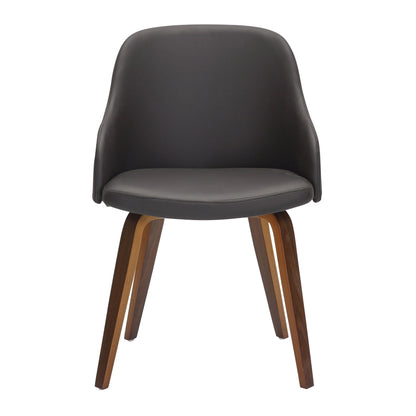 Bacci Mid-Century Modern Dining/ Accent Chair in Walnut Wood and Cream Fabric