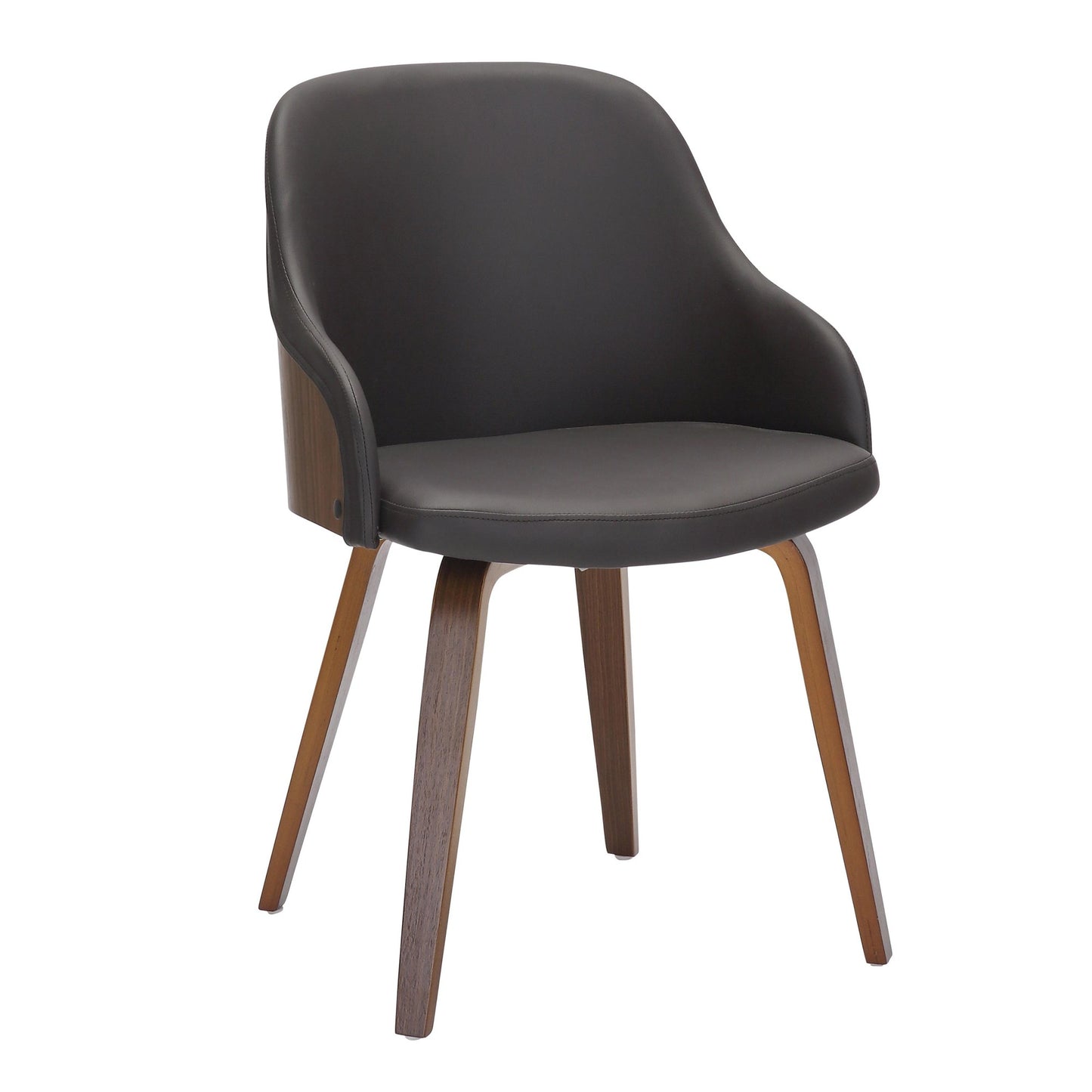 Bacci Mid-Century Modern Dining/ Accent Chair in Walnut Wood and Cream Fabric