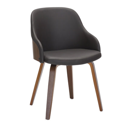 Bacci Mid-Century Modern Dining/ Accent Chair in Walnut Wood and Cream Fabric
