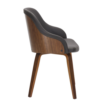 Bacci Mid-Century Modern Dining/ Accent Chair in Walnut Wood and Cream Fabric