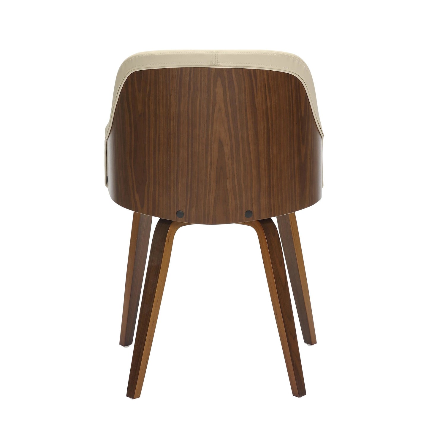 Bacci Mid-Century Modern Dining/ Accent Chair in Walnut Wood and Cream Fabric