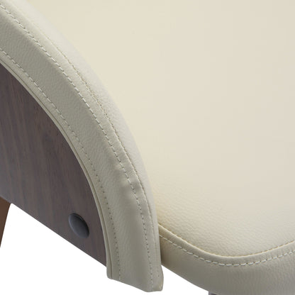 Bacci Mid-Century Modern Dining/ Accent Chair in Walnut Wood and Cream Fabric