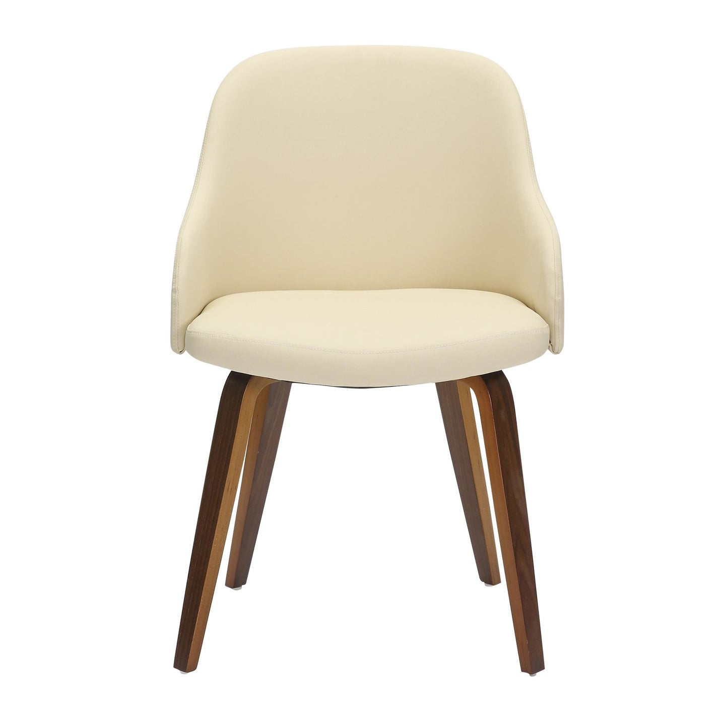 Bacci Mid-Century Modern Dining/ Accent Chair in Walnut Wood and Cream Fabric