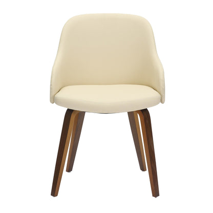 Bacci Mid-Century Modern Dining/ Accent Chair in Walnut Wood and Cream Fabric