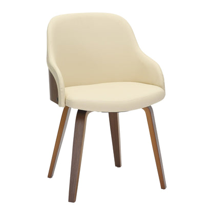 Bacci Mid-Century Modern Dining/ Accent Chair in Walnut Wood and Cream Fabric
