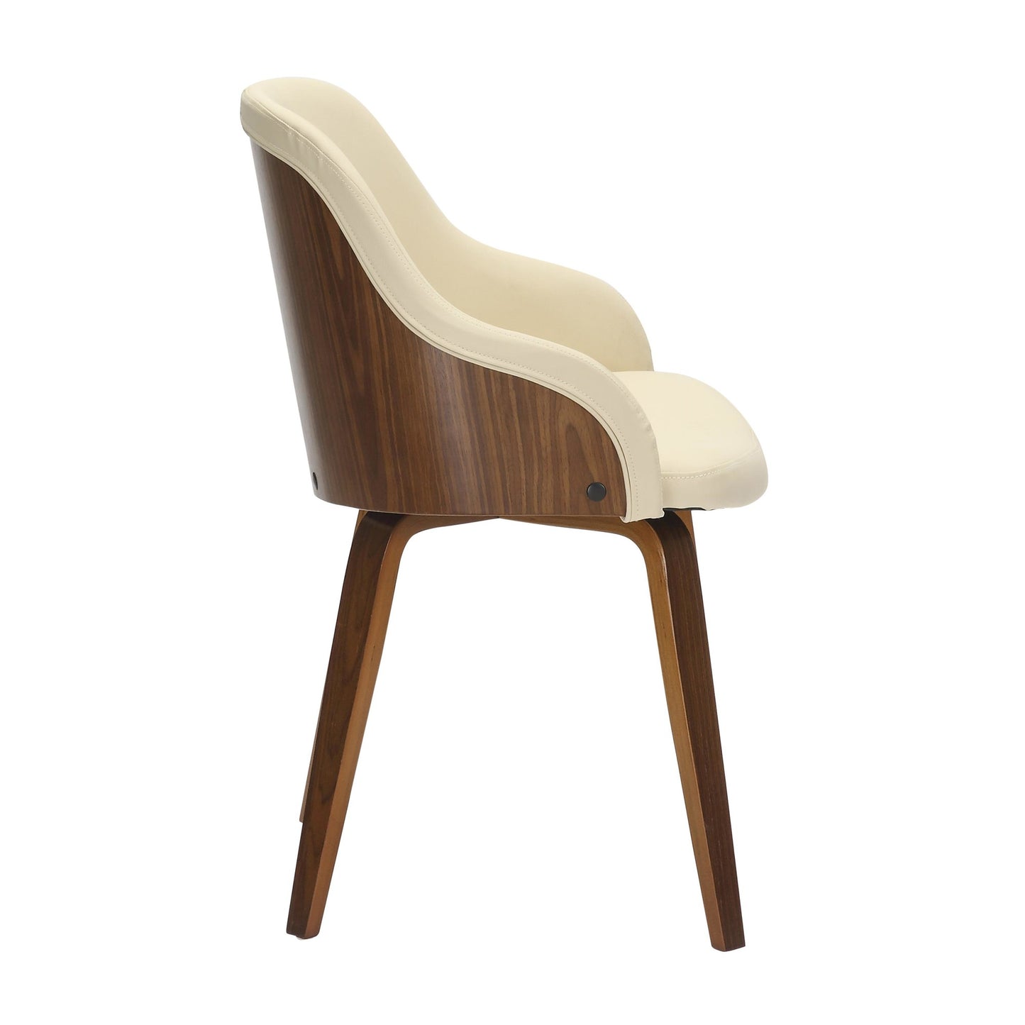 Bacci Mid-Century Modern Dining/ Accent Chair in Walnut Wood and Cream Fabric