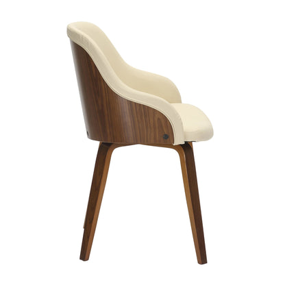 Bacci Mid-Century Modern Dining/ Accent Chair in Walnut Wood and Cream Fabric