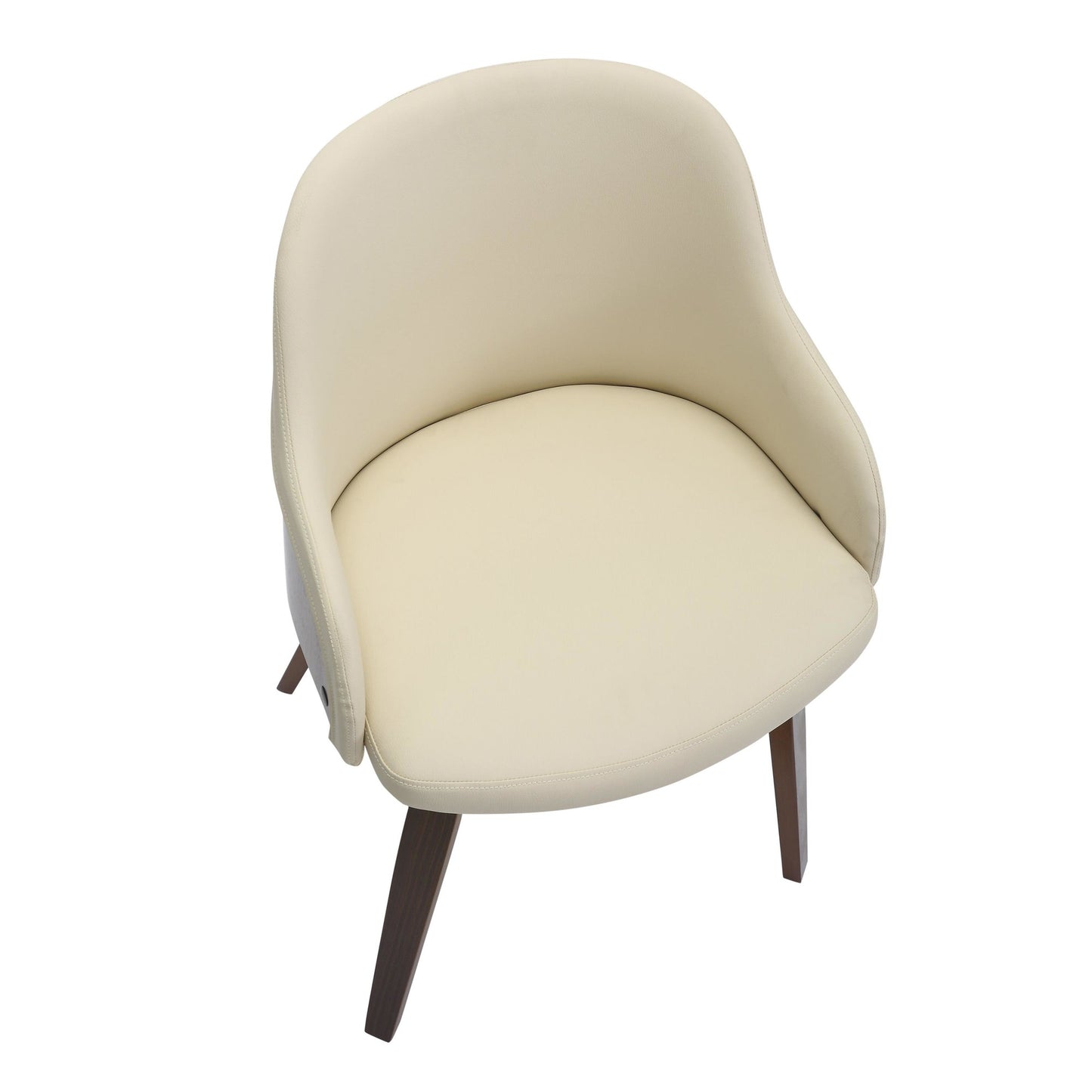 Bacci Mid-Century Modern Dining/ Accent Chair in Walnut Wood and Cream Fabric
