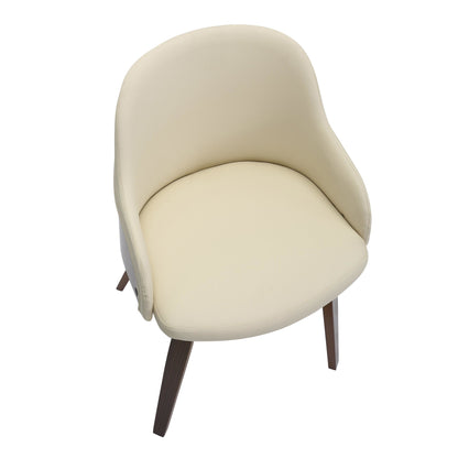 Bacci Mid-Century Modern Dining/ Accent Chair in Walnut Wood and Cream Fabric