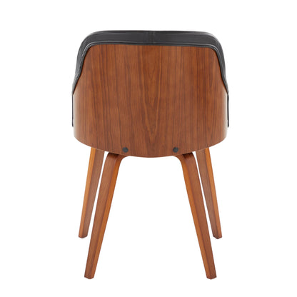 Bacci Mid-Century Modern Dining/ Accent Chair in Walnut Wood and Cream Fabric