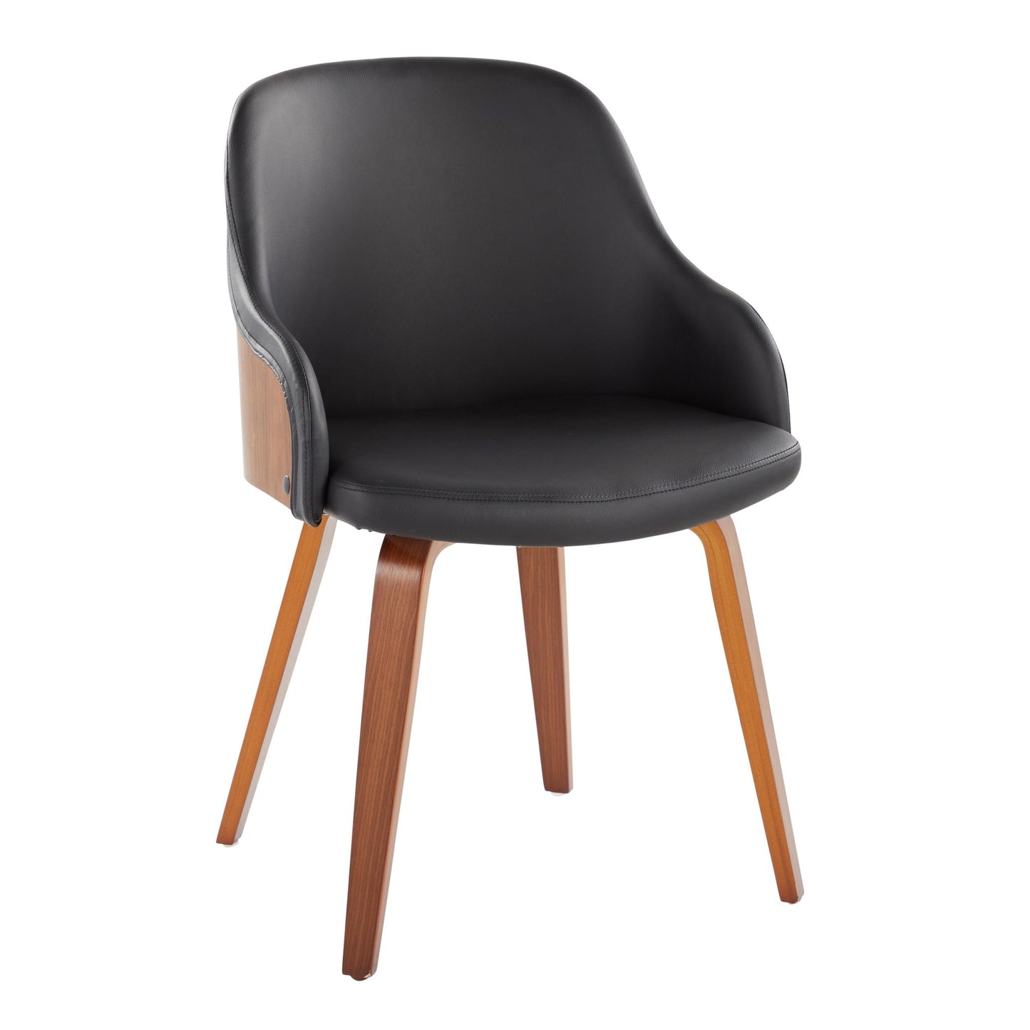Bacci Mid-Century Modern Dining/ Accent Chair in Walnut Wood and Cream Fabric