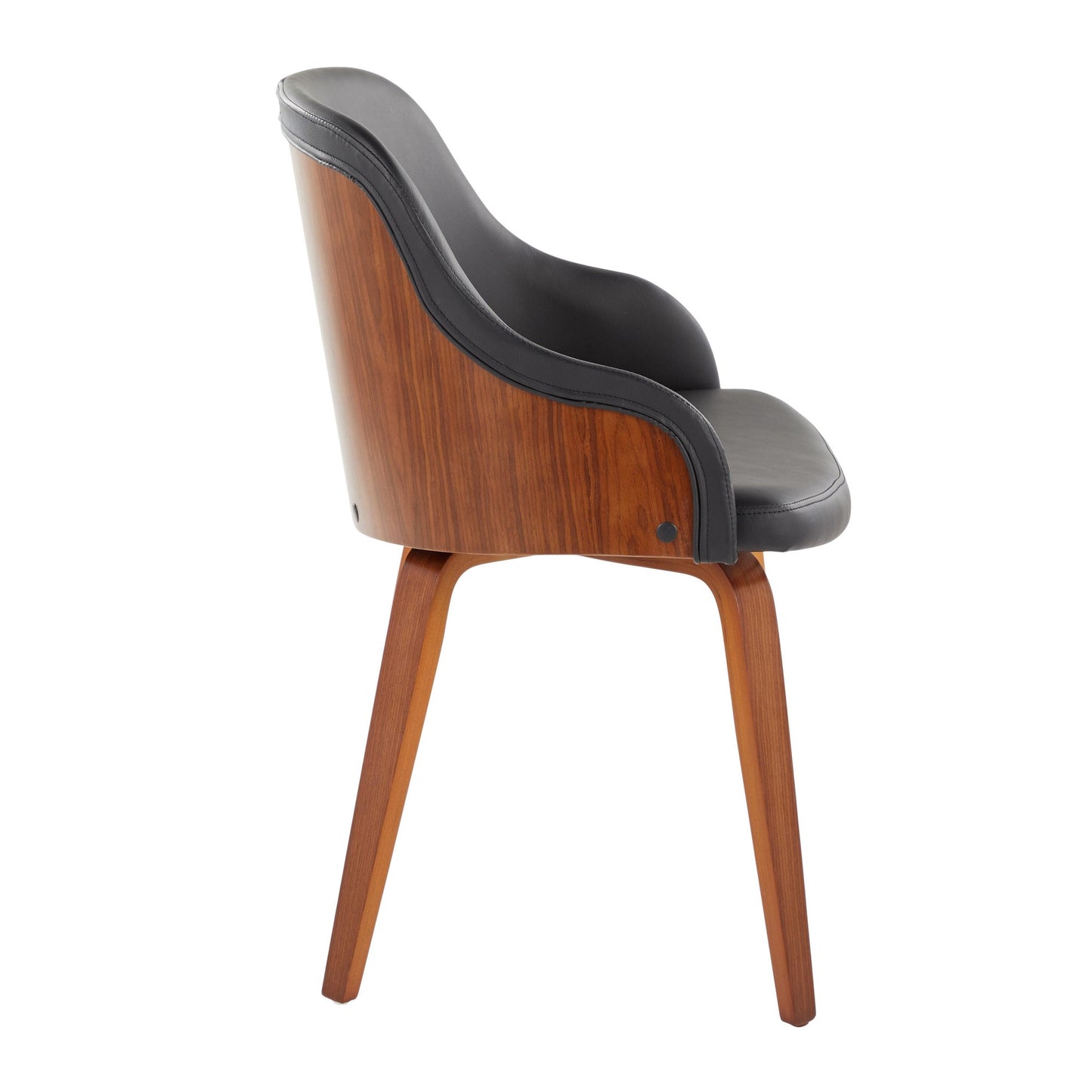Bacci Mid-Century Modern Dining/ Accent Chair in Walnut Wood and Cream Fabric