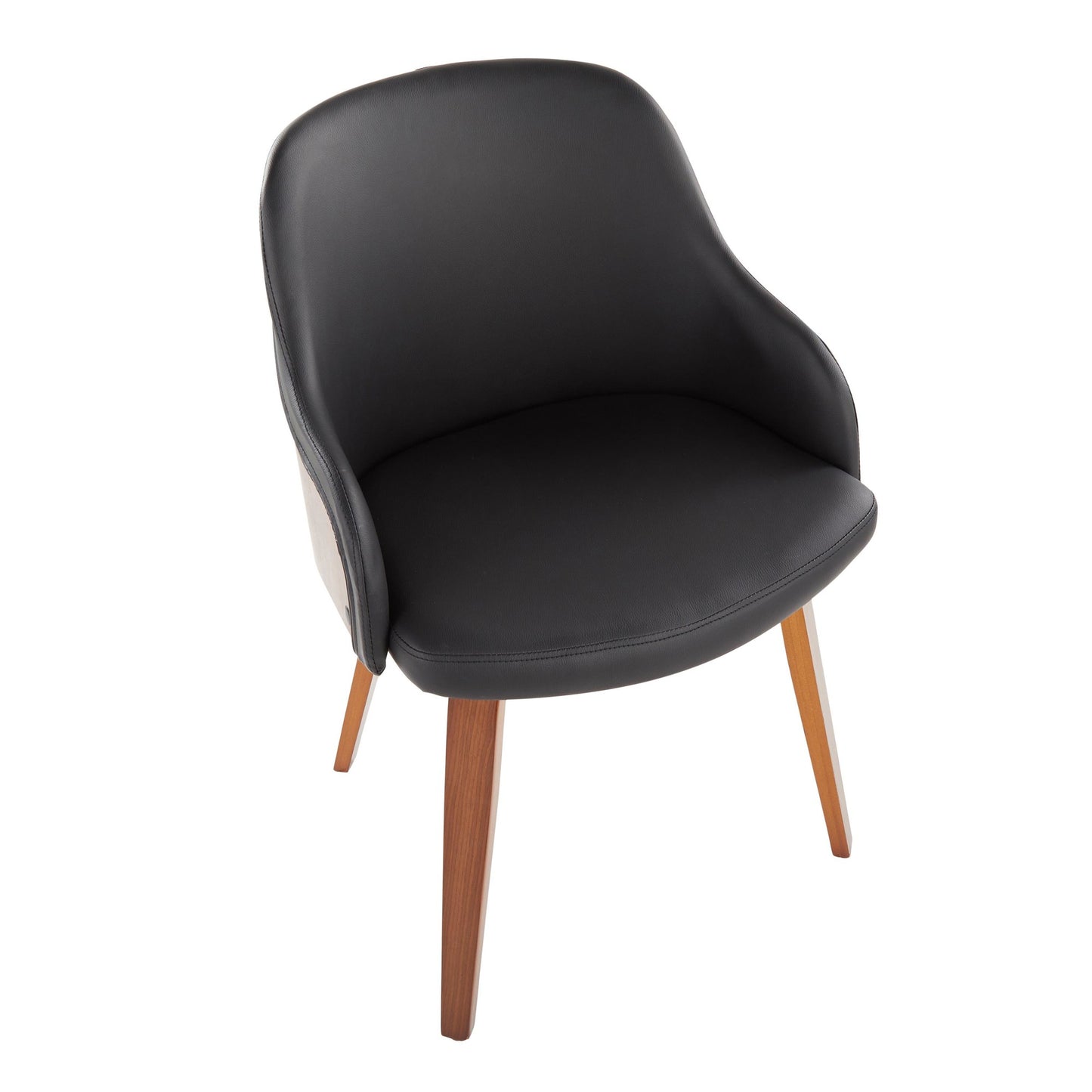 Bacci Mid-Century Modern Dining/ Accent Chair in Walnut Wood and Cream Fabric