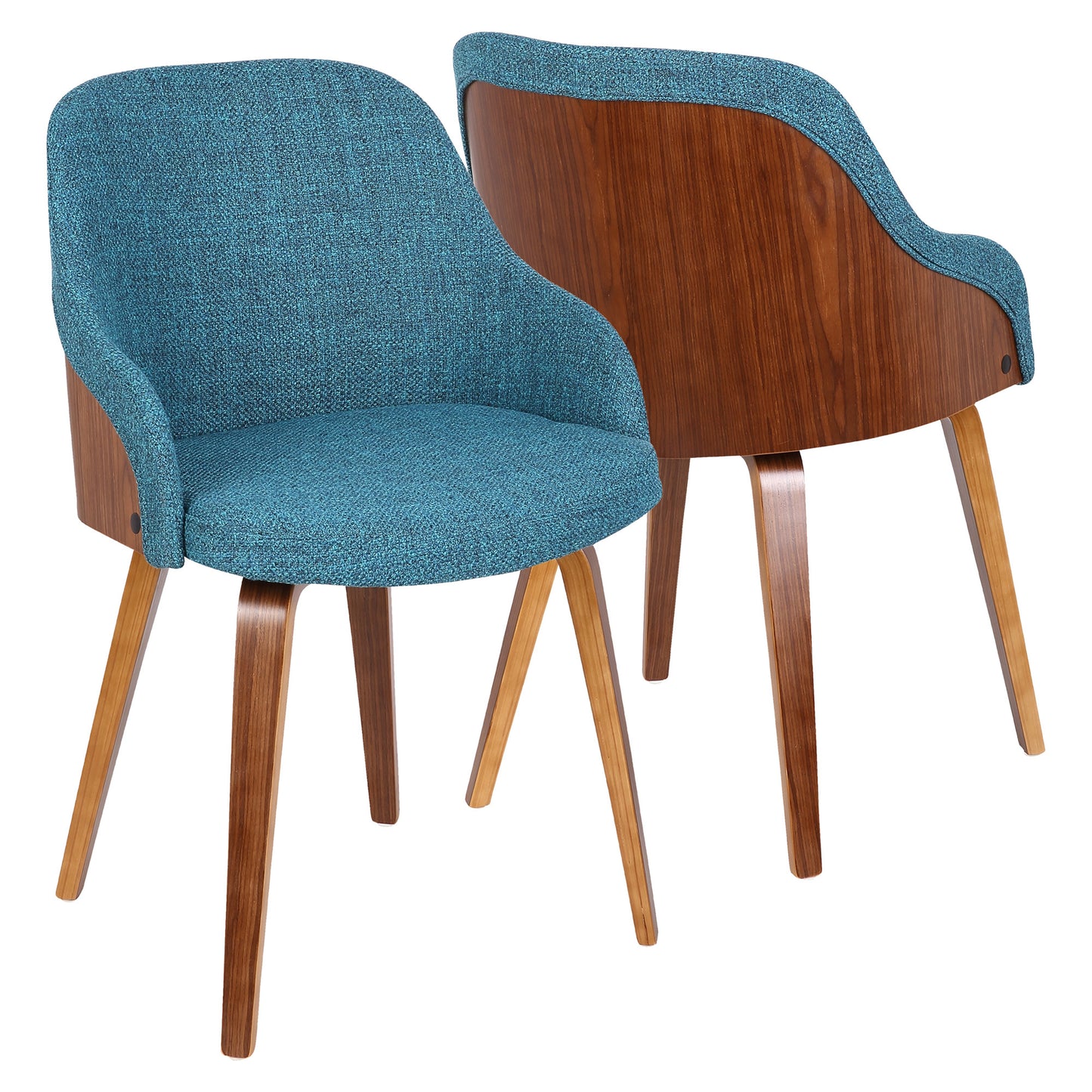 Bacci Mid-Century Modern Dining/ Accent Chair in Walnut Wood and Cream Fabric
