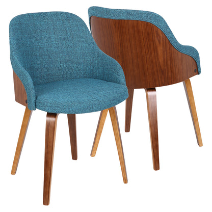 Bacci Mid-Century Modern Dining/ Accent Chair in Walnut Wood and Cream Fabric